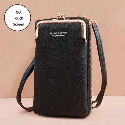 “Women’s soft leather crossbody handbag with touch screen phone purse, small wallet.”