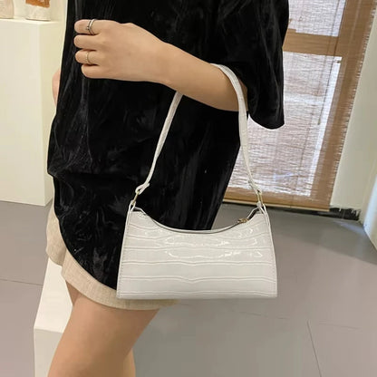 “Fashion PU Leather Bags for Women, Alligator Pattern Small Underarm Messenger Purse.”