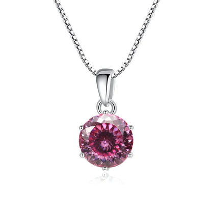 “1CT Real Moissanite Pendant Necklace, Royal Blue, Sterling Silver Wedding Jewelry.”