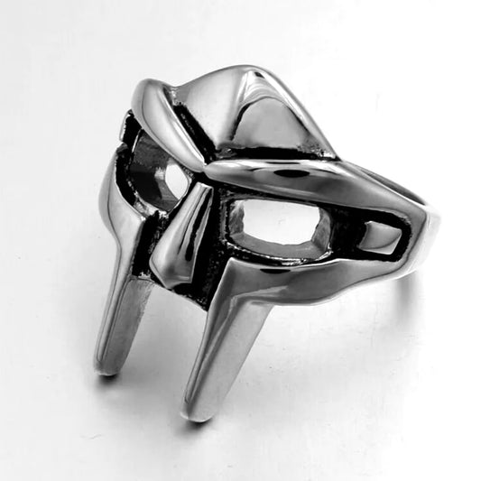 “Vintage Goth MF Doom Mask Adjustable Ring - Punk Egyptian Pharaoh Jewelry for Men.”