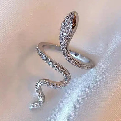 “Snake Ring – Micro Inlaid Zircon, Simple Design, Fashion Index Finger Ring for Women”