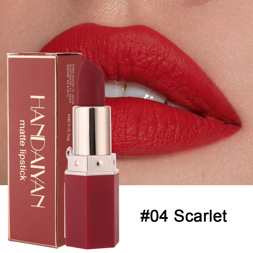 “6-Color Matte Lipstick - Long-Lasting, Non-Fading, Waterproof Velvet Finish.”