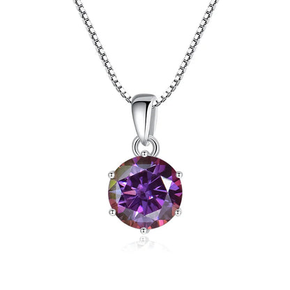 “1CT Real Moissanite Pendant Necklace, Royal Blue, Sterling Silver Wedding Jewelry.”