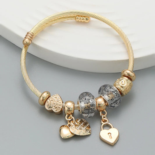 “Fashion Women Stainless Steel Multi Element Pan Family Bracelet Daily Party Gift”