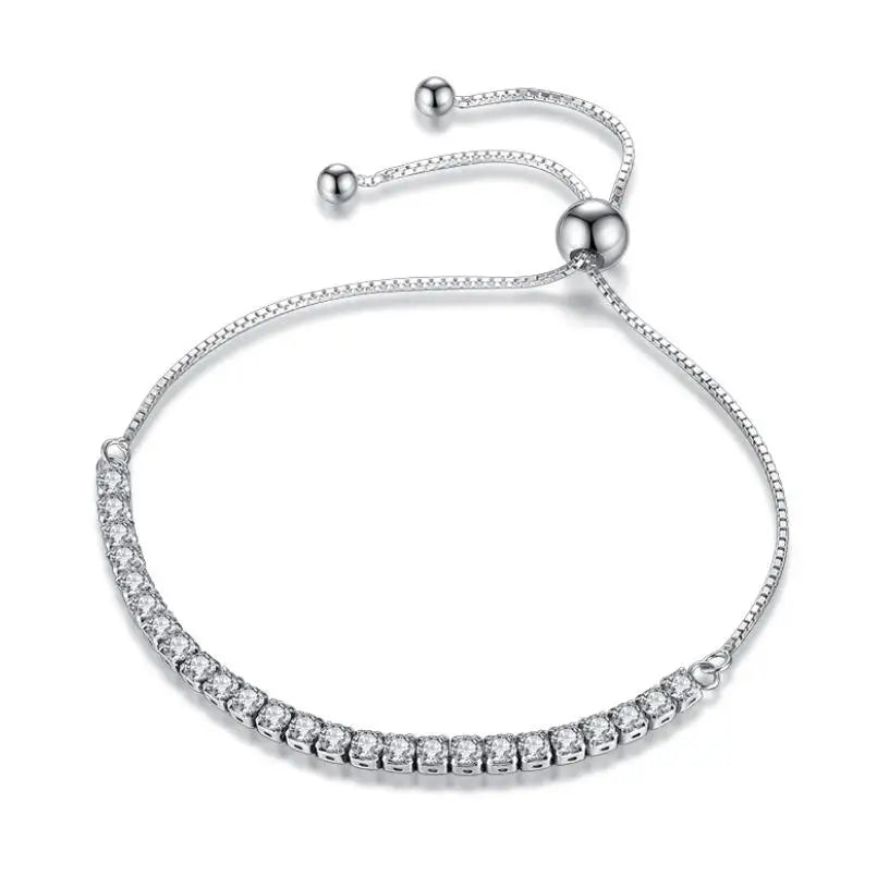 “3-5mm Real Moissanite Bracelet, Sparkling S925 Sterling Silver, Luxury Wedding Jewelry.”