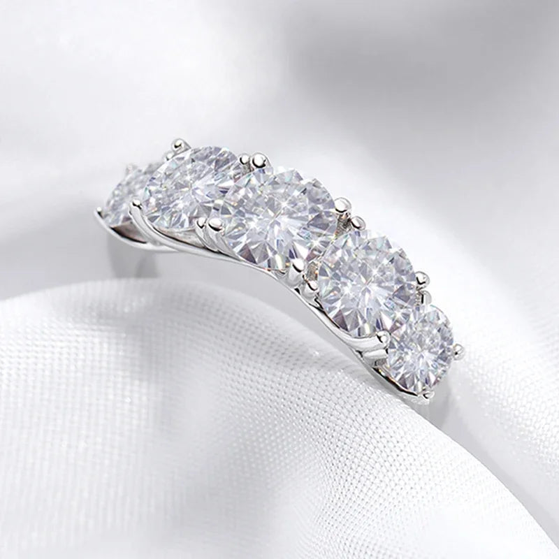 “18k plated 3.6CT moissanite ring, 5 stones, 925 silver, GRA certified wedding band.”