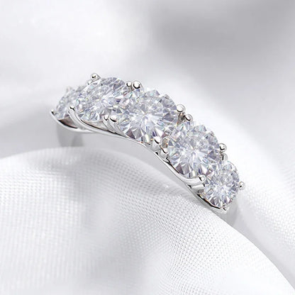 “18k plated 3.6CT moissanite ring, 5 stones, 925 silver, GRA certified wedding band.”