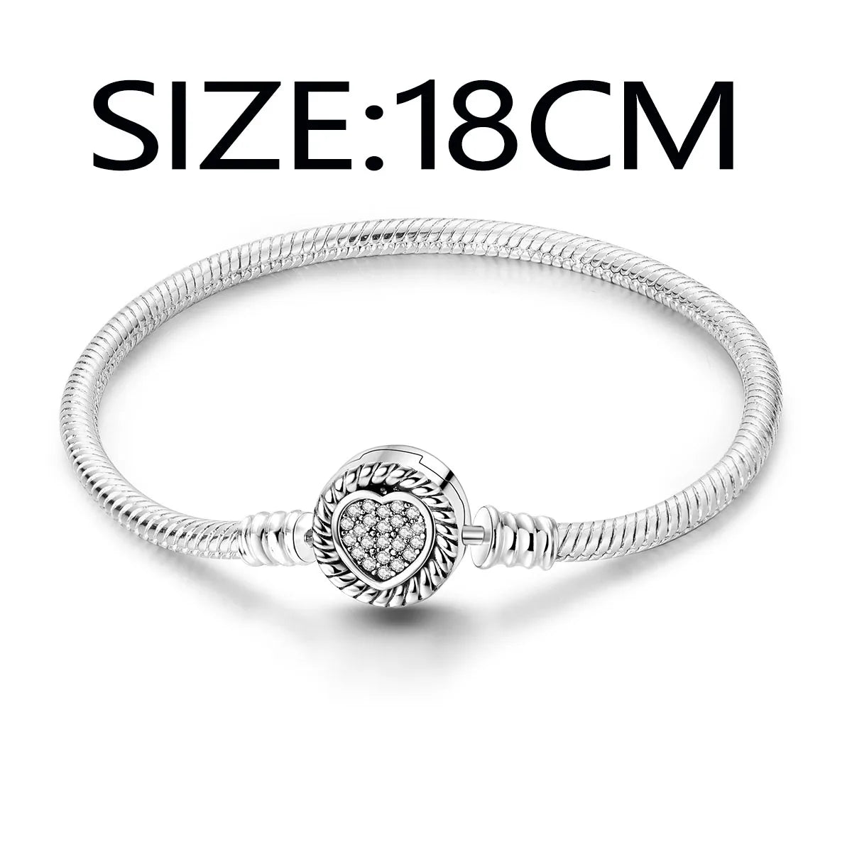 “MULA silver plated heart clasp snake chain bracelet, fits original charms, perfect gift.”
