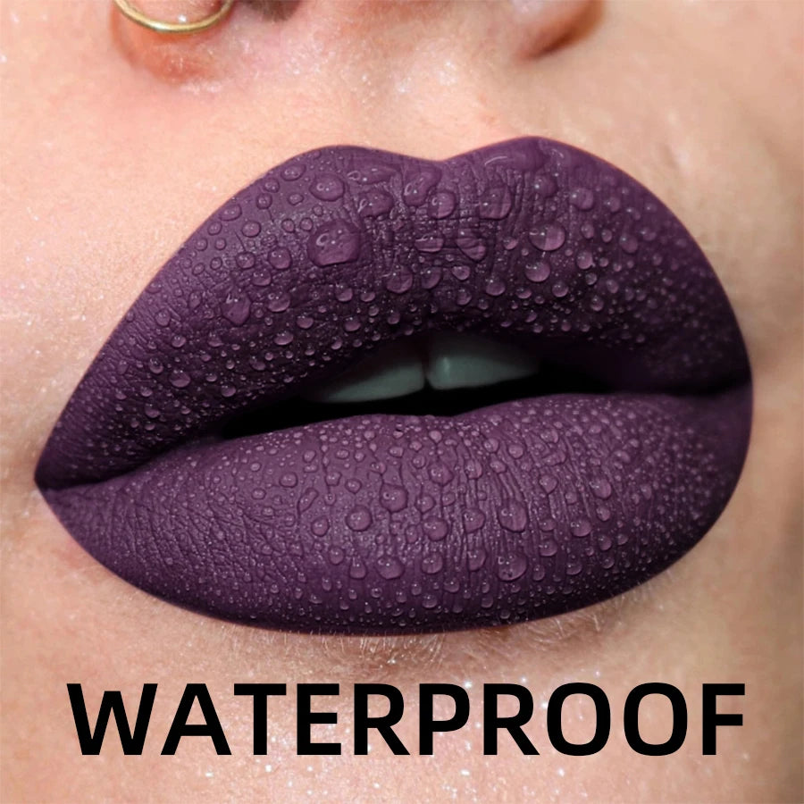 “19-Color Matte Velvet Lip Gloss – Waterproof Liquid Lipstick, Nude to Black Shades”