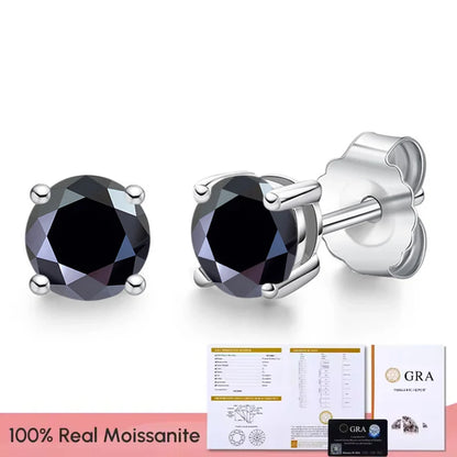 “0.1-3CT moissanite stud earrings, 925 silver, platinum plated, GRA certified wedding jewelry.”