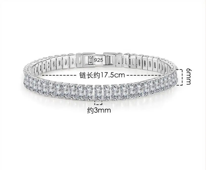 “3-5mm Real Moissanite Bracelet, Sparkling S925 Sterling Silver, Luxury Wedding Jewelry.”
