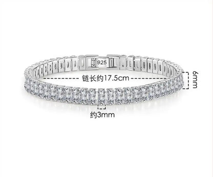 “3-5mm Real Moissanite Bracelet, Sparkling S925 Sterling Silver, Luxury Wedding Jewelry.”