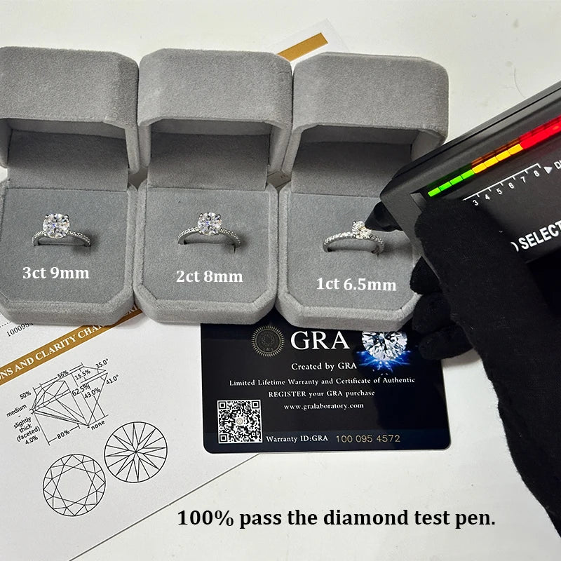 “Real 1-3CT Moissanite D Color Four Prong Ring 925 Sterling Silver Jewelry.”