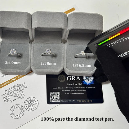 “Real 1-3CT Moissanite D Color Four Prong Ring 925 Sterling Silver Jewelry.”