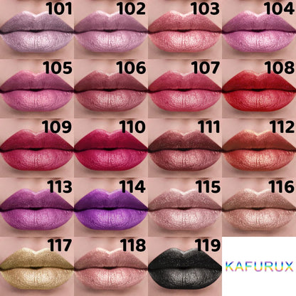 “21-Color Metallic Lipstick – Bold, Glittery, Long-Lasting Pearlescent Matte Lip Tint”