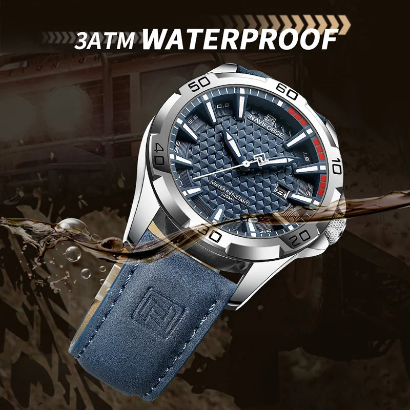 “Men’s Fashion Quartz Watch, Leather Strap, Sport Waterproof, Calendar Clock.”