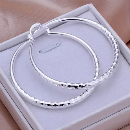 “925 Sterling Silver Circle Hoop Earrings - 5CM Fashion Jewelry for Women.”