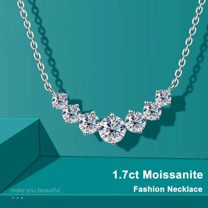 “Moissanite necklace for women, 925 silver, 18K white gold plated, certified jewelry.”