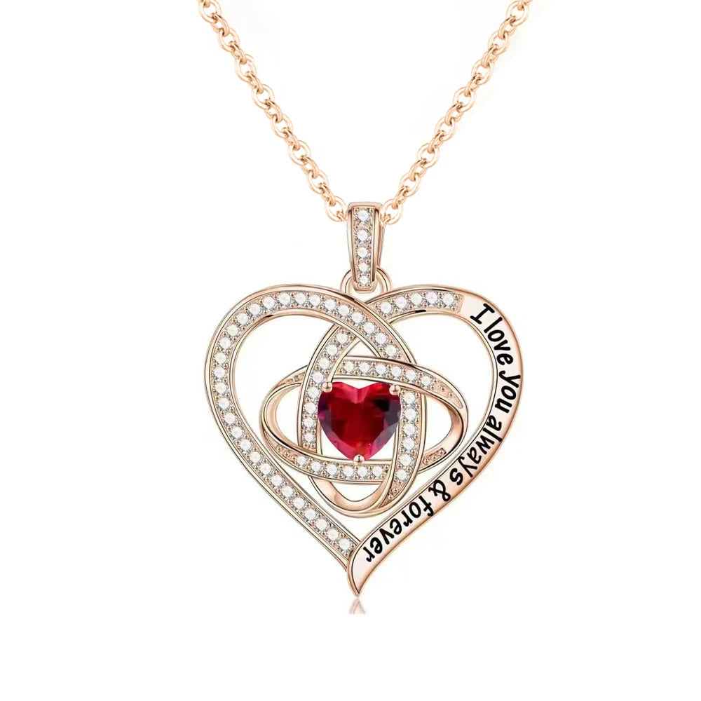 “Luxury Red Zircon Pendant Necklace with Rose Box - Trendy Wedding Jewelry.”