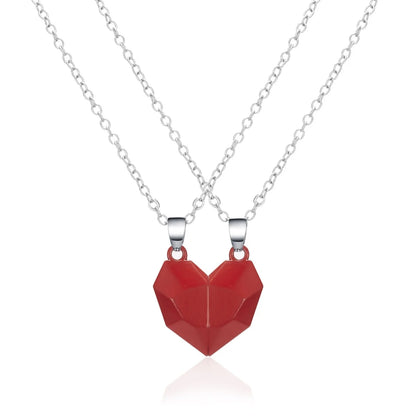 “2Pcs Magnetic Heart Necklace - Couples’ Jewelry for Valentine’s & Weddings.”
