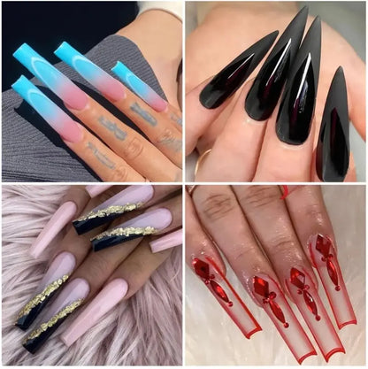 “240Pcs Clear Extra Long C Curve Nail Tips, Acrylic Gel DIY Professional Kit.”