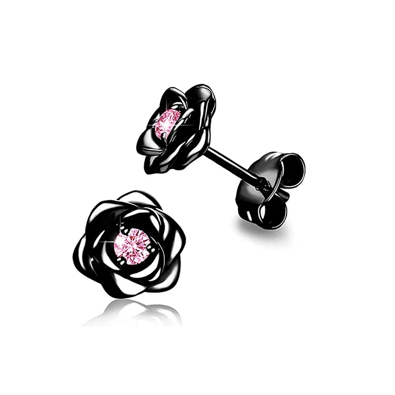 “Huitan Eternity Love Heart Earrings - Silver/Gold Color Fashion Studs for Women.”