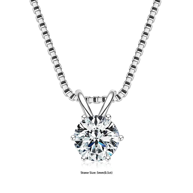 "GRA Certified 0.5-5ct Moissanite Pendant, 925 Sterling Silver Necklace, Elegant Gift for Women."