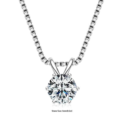 "GRA Certified 0.5-5ct Moissanite Pendant, 925 Sterling Silver Necklace, Elegant Gift for Women."