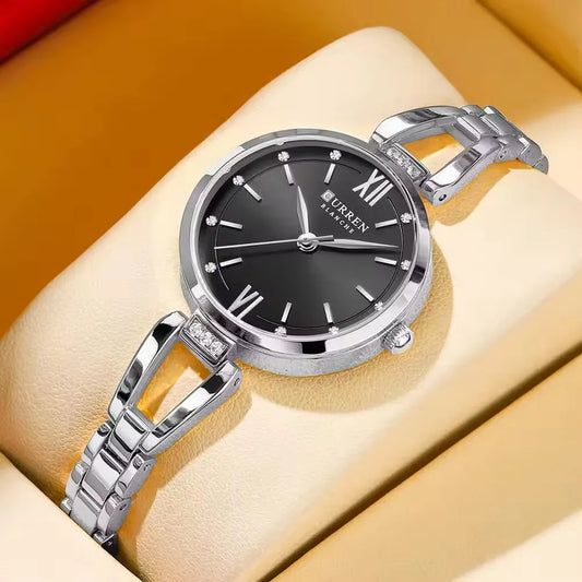 “Quartz Watch for Women Elegant Luxury Stainless Steel Strap Fashion Wristwatch.”