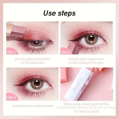 “2-in-1 waterproof highlighter and eyeshadow stick, long-lasting glitter eyeliner.”