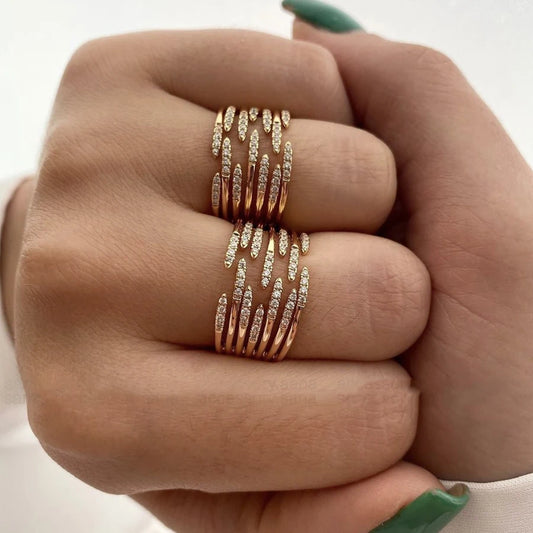 “Zircon Gold-Plated Cross Rings for Women - Luxury Design.”