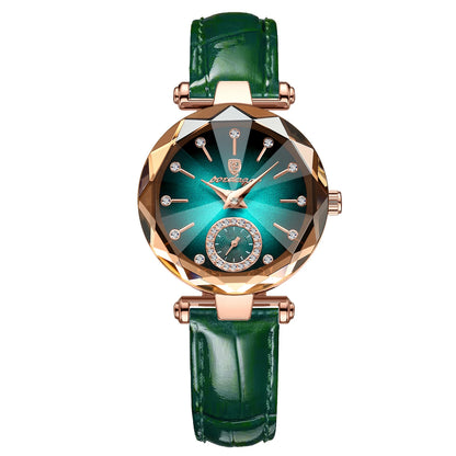 “Luxury Waterproof Leather Women’s Watch, Quartz Movement, Elegant Fashion Gift.”