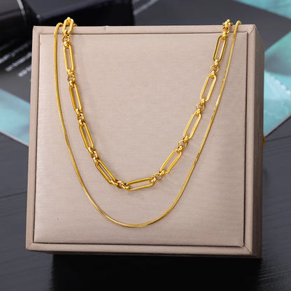 “316L Stainless Steel Heart Necklace - Multilayer Gold Goth Jewelry.”