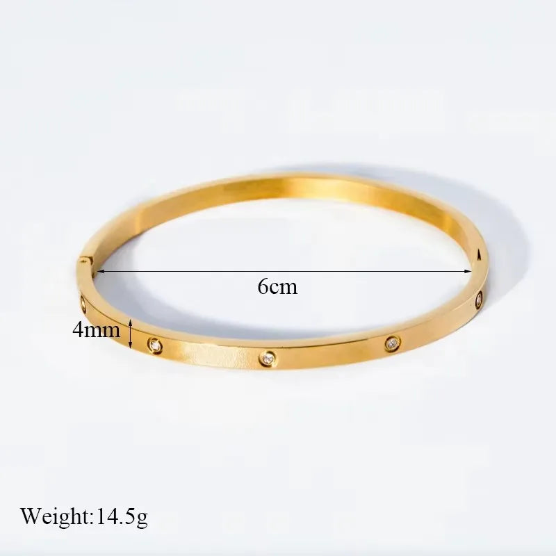 “Fashion Stainless Steel Cubic Zirconia Bracelet Couple Holiday Party Everyday Jewelry Gift”