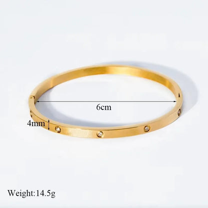 “Fashion Stainless Steel Cubic Zirconia Bracelet Couple Holiday Party Everyday Jewelry Gift”