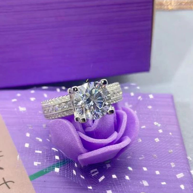 “2ct Moissanite wedding ring, 925 silver, D color VVS diamond, engagement jewelry.”