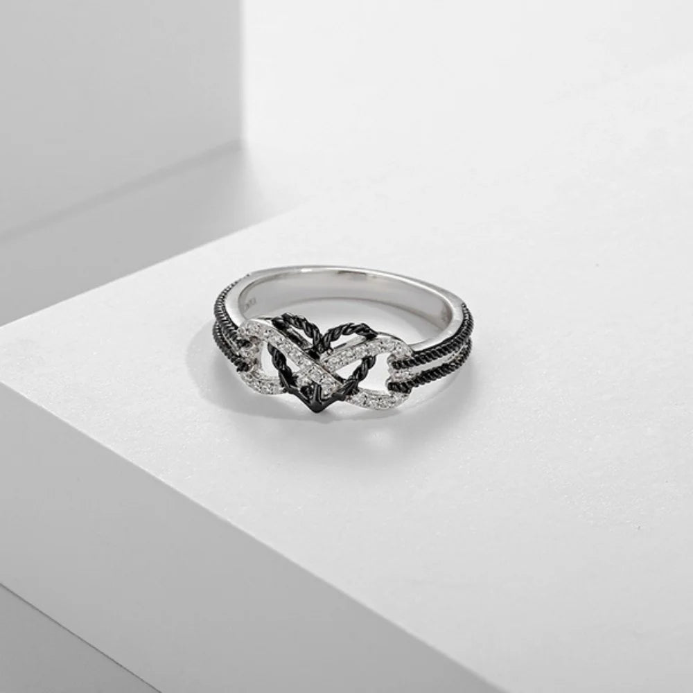 "Black Rose Gold Color Heart Rings Valentine's Day Birthday Gift"