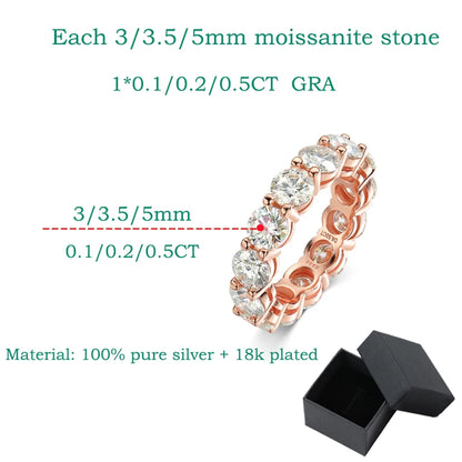 “Rose Gold Color Moissanite Rings 3-5mm Women Wedding 925 Sterling Silver Jewelry.”