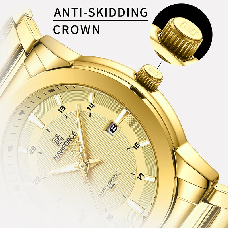 “Top Brand Mens Stainless Steel Quartz Sports Watch Waterproof Luxury Date Clock.”