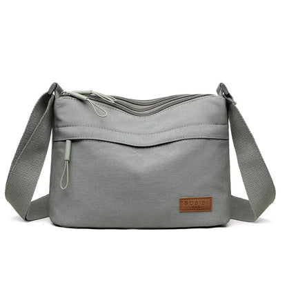 “3-Pocket High Capacity Canvas Shoulder Bag, Crossbody Purse, Ideal for Mothers”
