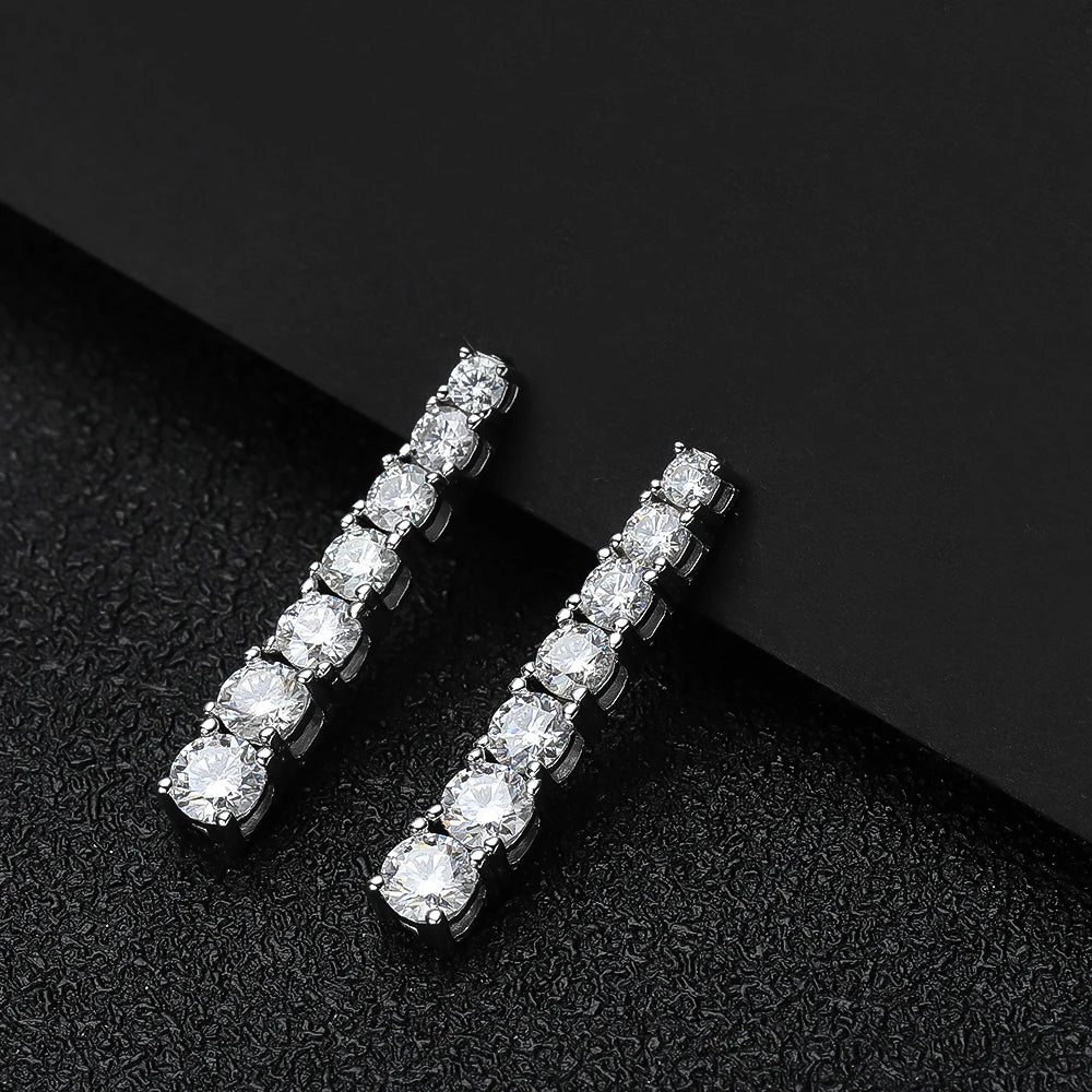 “Moissanite Pendant Earrings, Sterling Silver, White Gold Plated, GRA Certified Jewelry.”