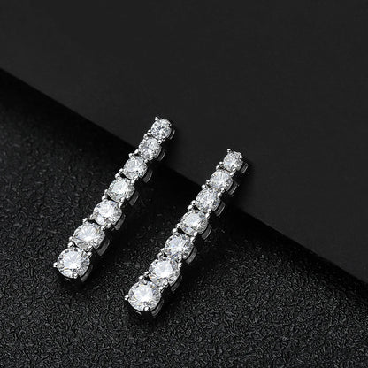 “Moissanite Pendant Earrings, Sterling Silver, White Gold Plated, GRA Certified Jewelry.”