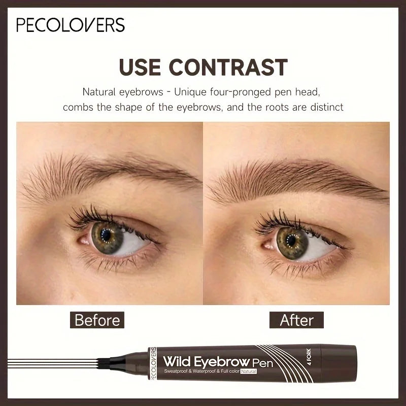 “Waterproof 4-Tip Eyebrow Pen – 6 Colors, Long-Lasting Tattoo Effect for Natural Brows”