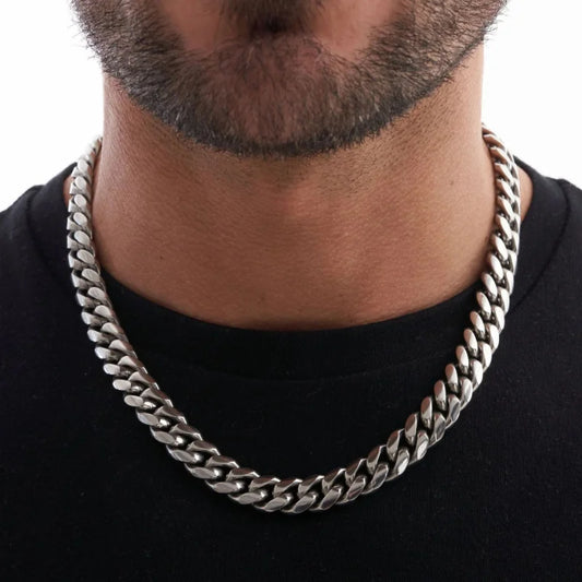 “1pc Men’s Stainless Steel Chain Necklace - Unisex Hip Hop Jewelry.”