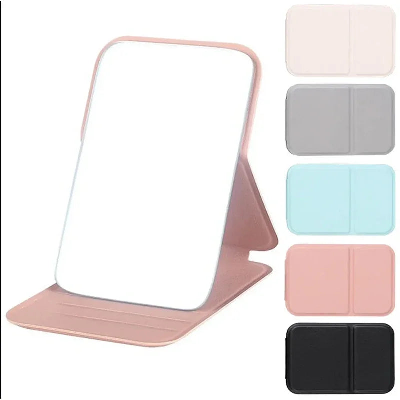 “Woman MINI Folding Portable Pocket Makeup Mirror Creative Solid Color Handle”