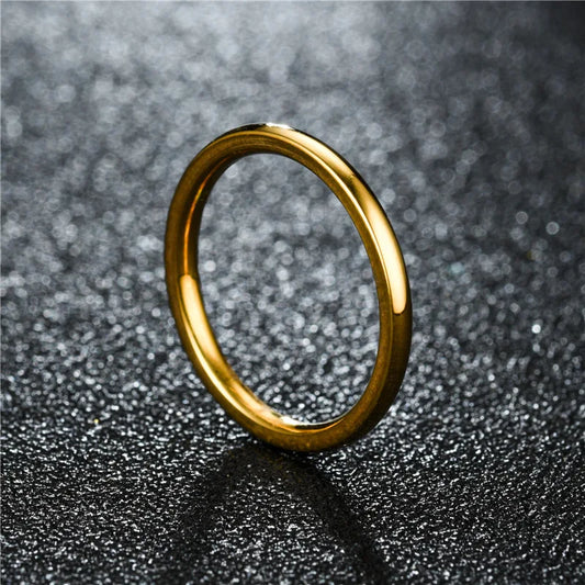 “2mm Thin Stainless Steel Rings - Rose Gold Titanium Steel for Women & Girls.”
