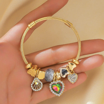 “Fashion Women Stainless Steel Multi Element Pan Family Bracelet Daily Party Gift”