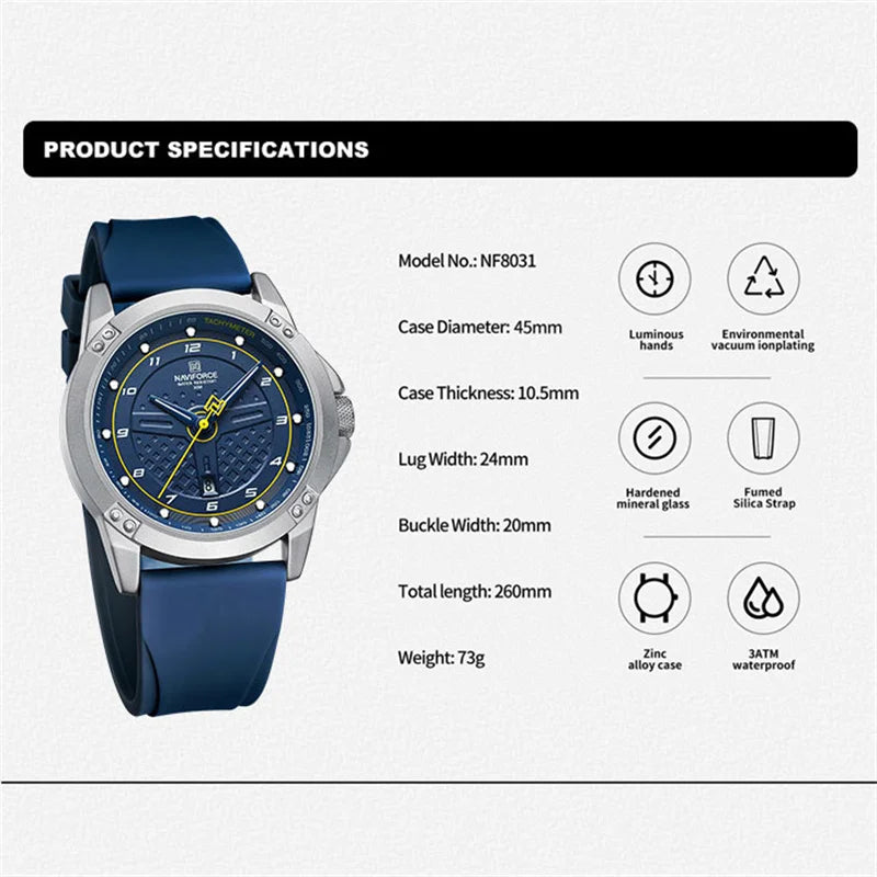 “Casual Quartz Waterproof Men’s Watch Sport Silicone Strap Luminous Clock Relogio.”
