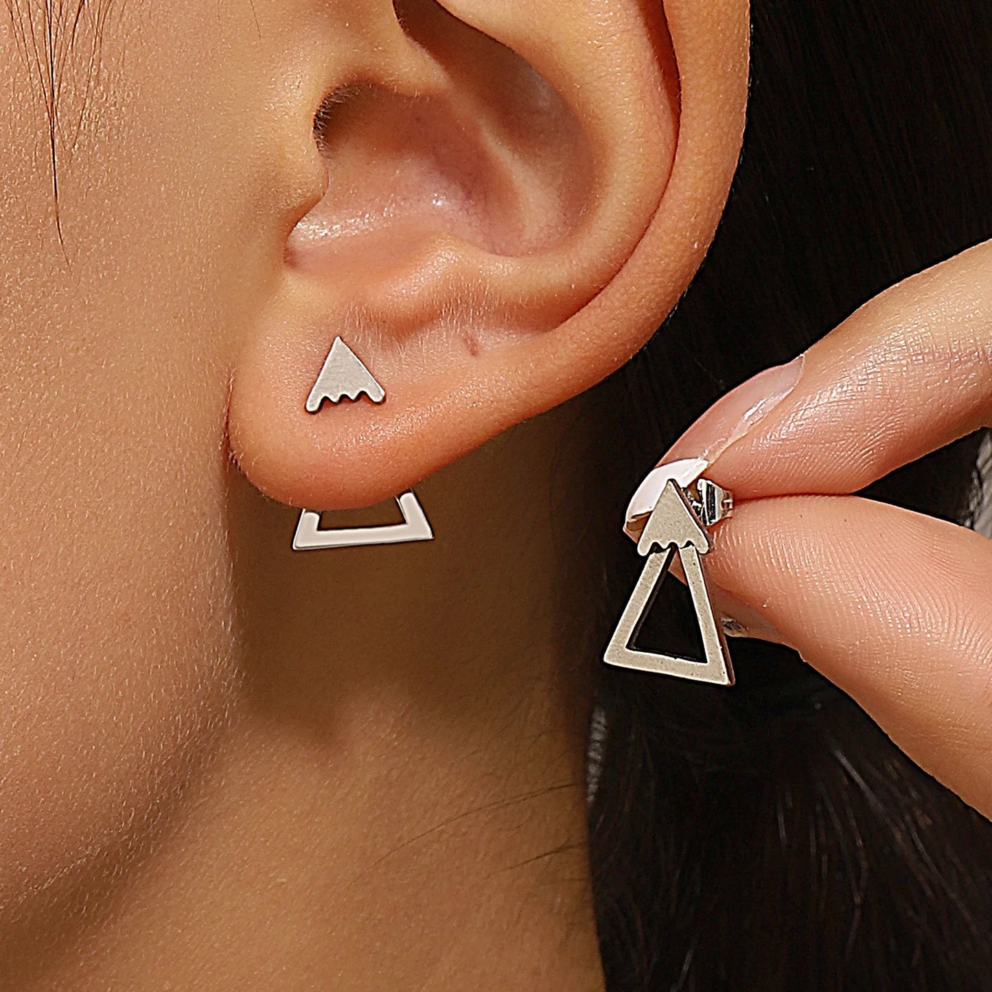 “Retro Geometric Square Triangle Stud Earrings for Women - Fashion Jewelry.”