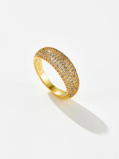 “925 Sterling Silver Thin Dome Ring, Pave Zircon, Elegant Women’s Party Jewelry.”